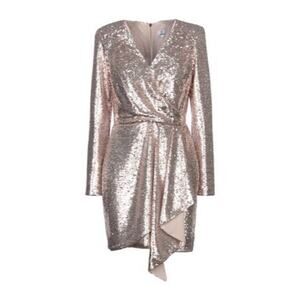 GIL SANTUCCI NWT Sequin Wrap Dress in Rose Gold Size IT 46/US 10